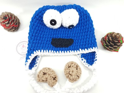 Χειροποίητος σκούφος Cookie Monster  "Αλφρέδος"