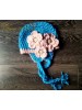 Πλεκτό σκουφάκι με λουλούδια για κορίτσια "Μάτα"