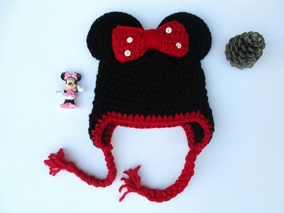 Πλεκτός σκούφος για κορίτσια "Minnie Mouse"
